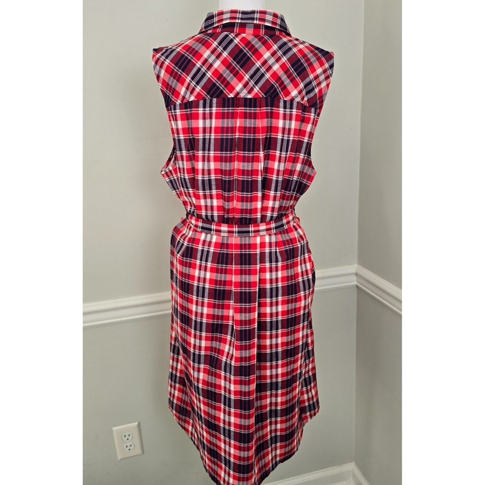 NWT J Crew Women Sleeveless Belted Shirt Dress XL Plaid Summer Preppy Chic Indie - Picture 5 of 9